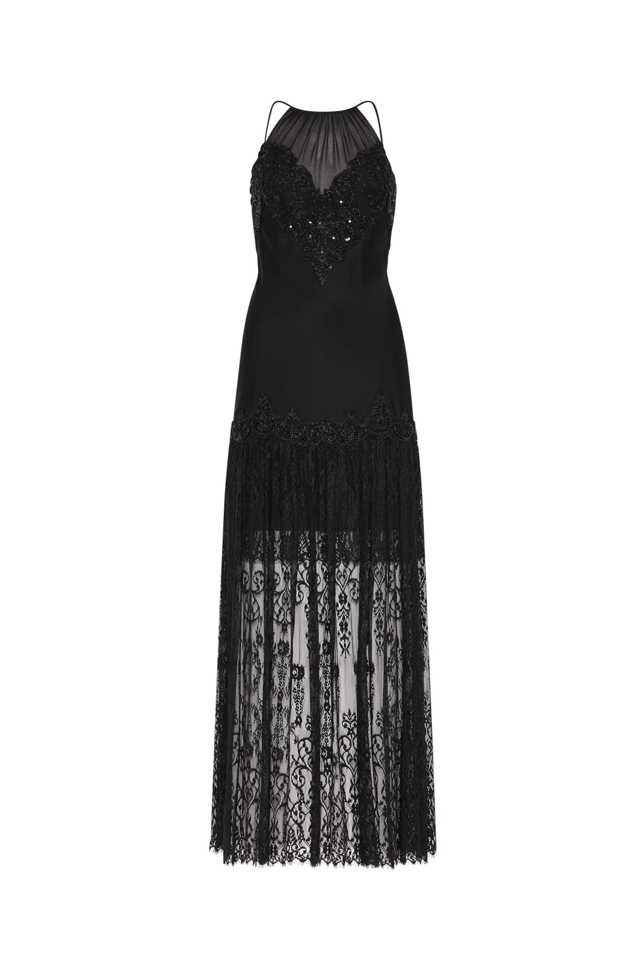 Chelsea Lace Combo Long Dress Black | Kobi Halperin