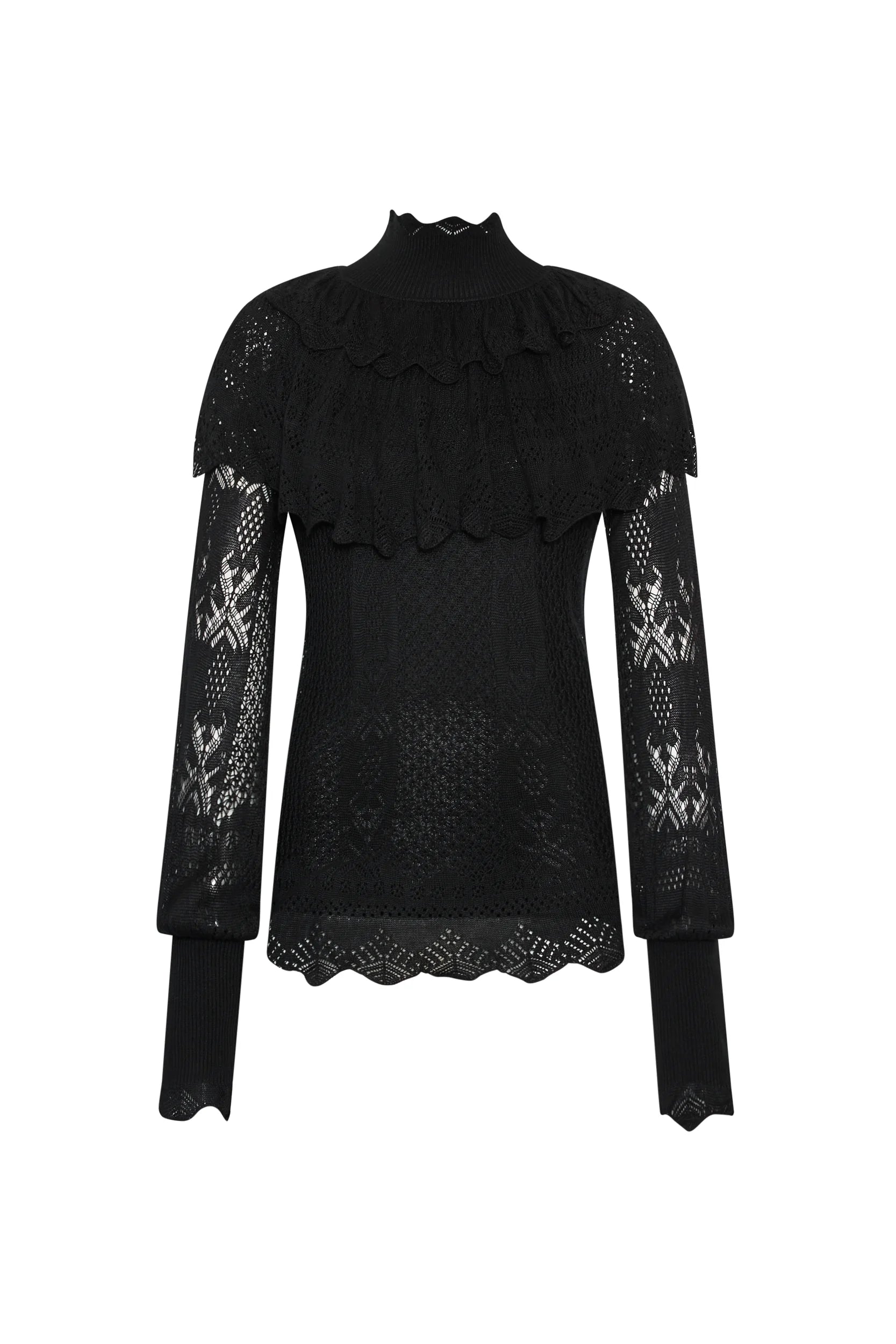 Justina Ruffle Sweater Black | Kobi Halperin