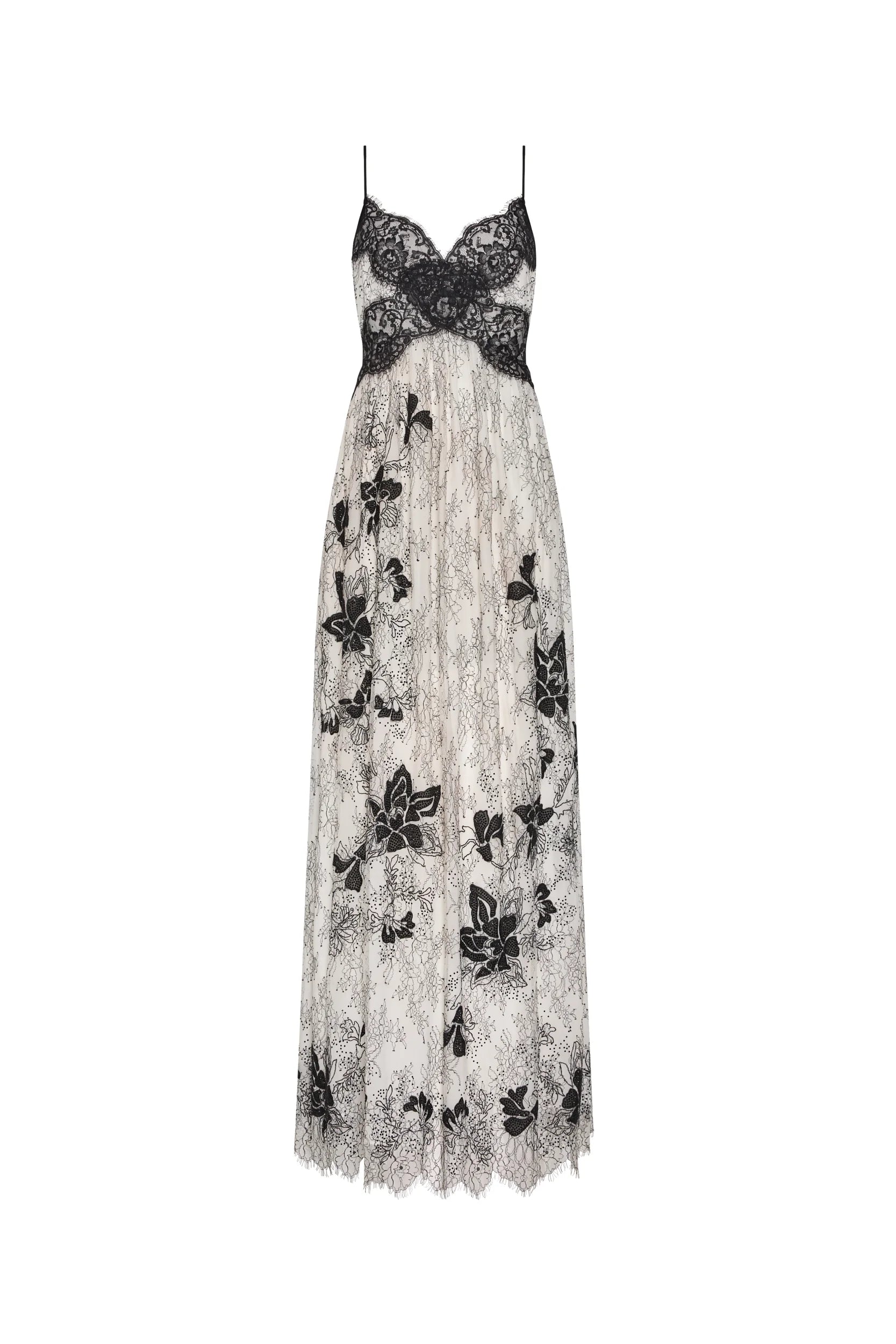 Cory V Neck Long Flowy Dress White/Black | Kobi Halperin