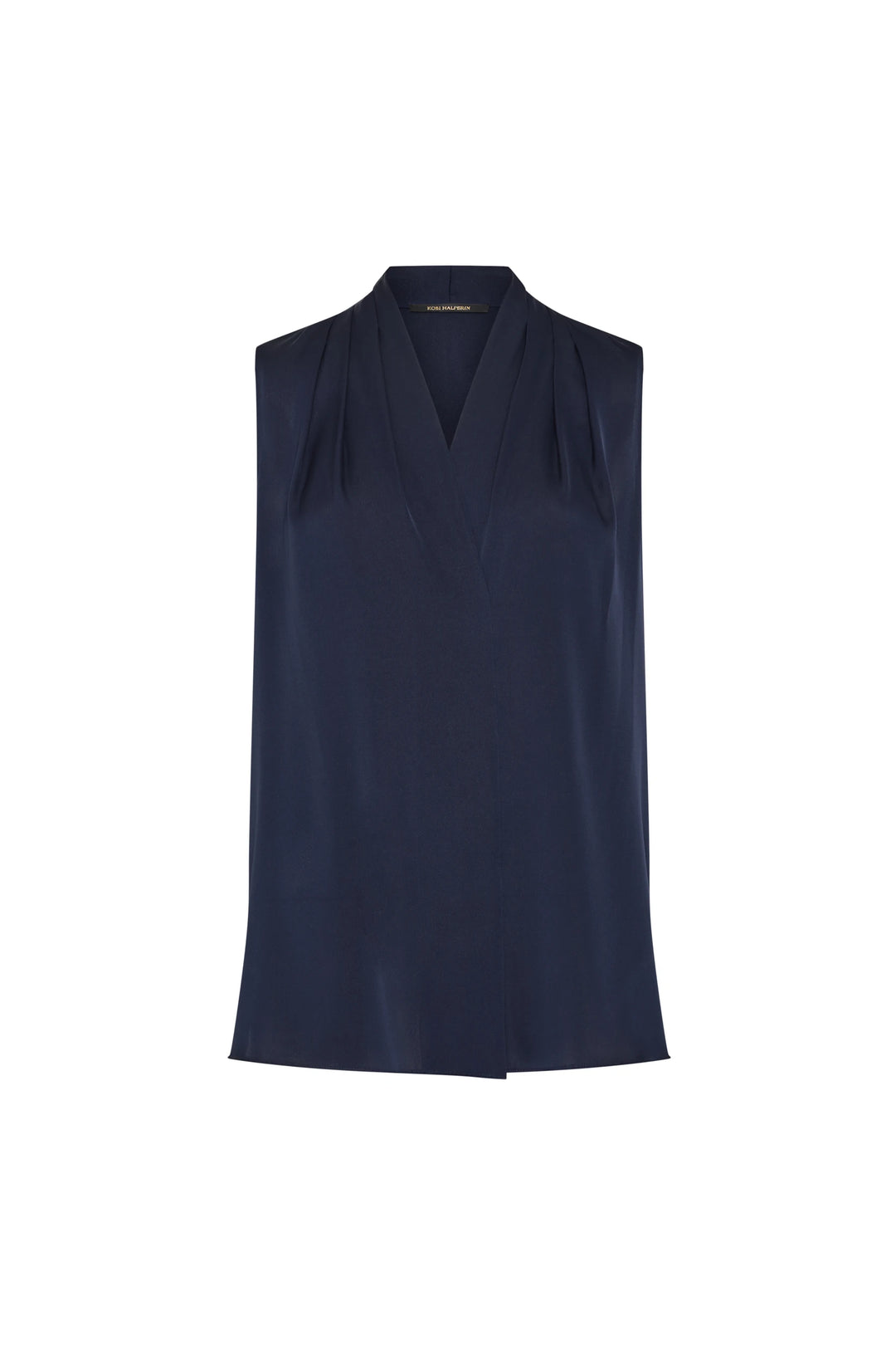 Navy sleeveless top on a white background