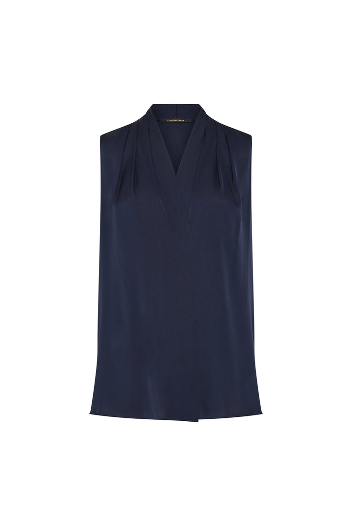 Navy sleeveless top on a white background