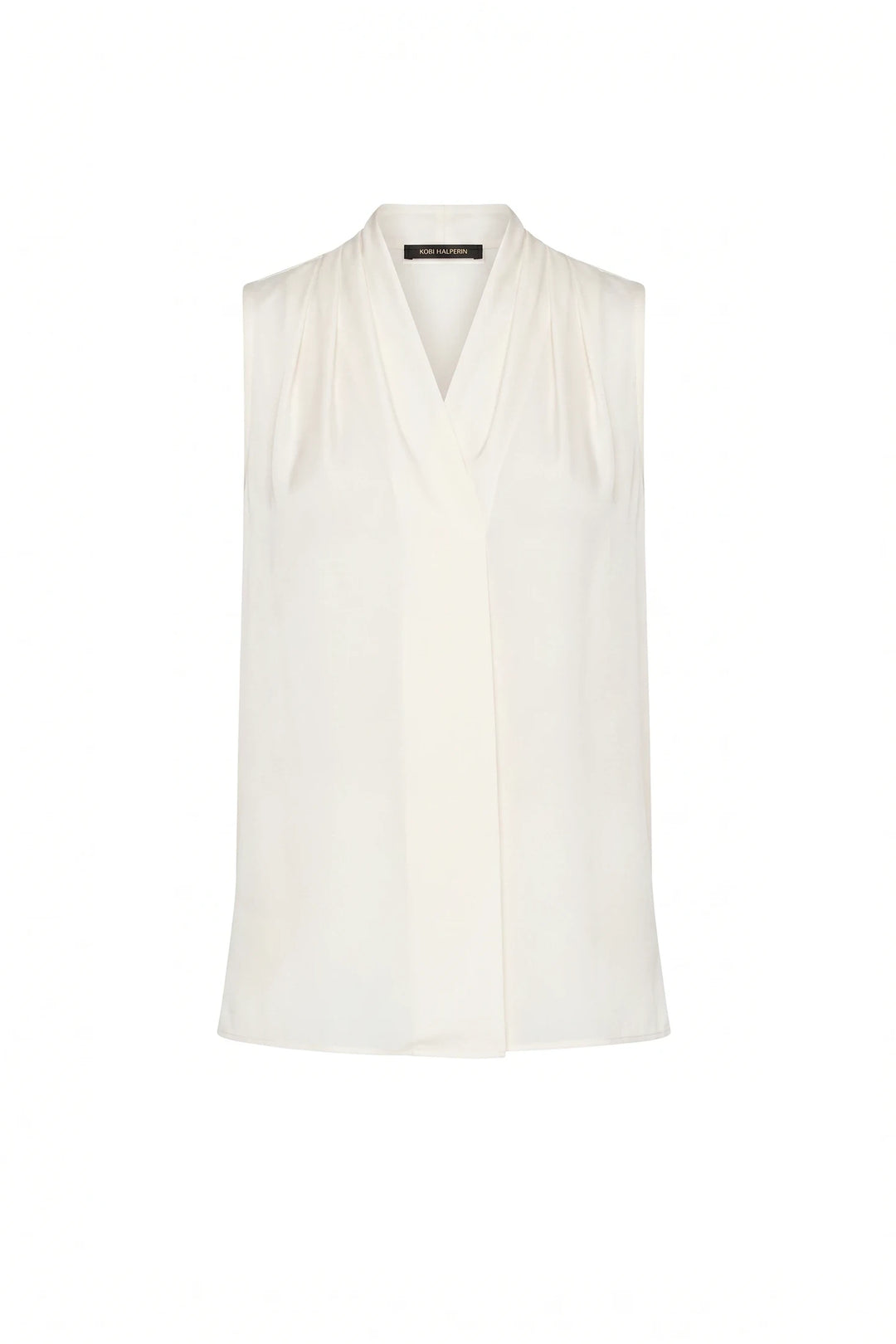 White sleeveless blouse on a white background