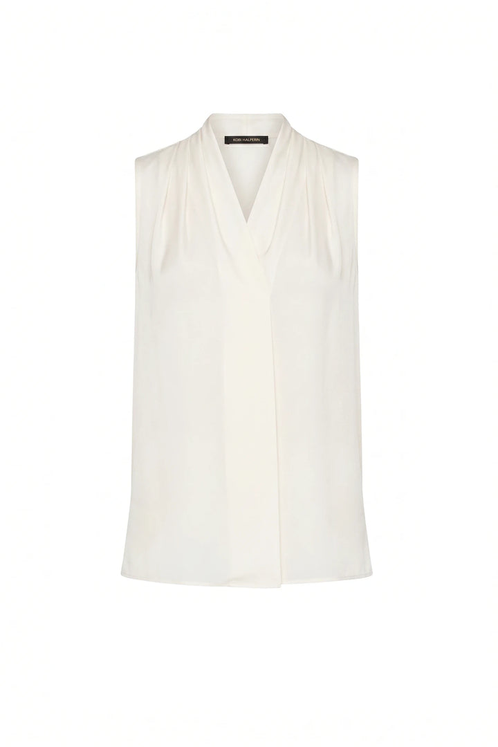White sleeveless blouse on a white background