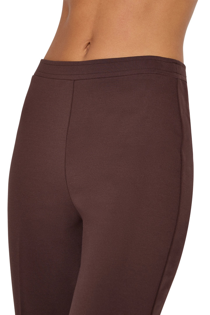 Meghan Knit Pant, pull-on leggings with wide waistband and fitted hip, ribbed knit fabric; detail view.