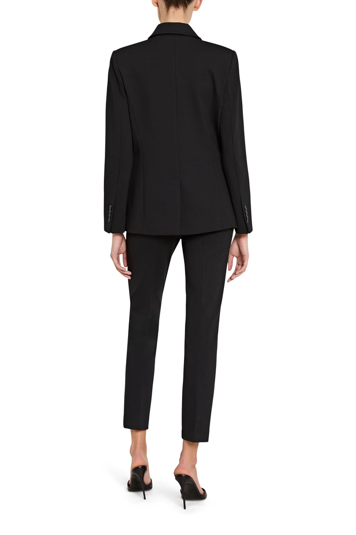 Tailored double knit blazer with structured shoulders and clean lines, back view on model.