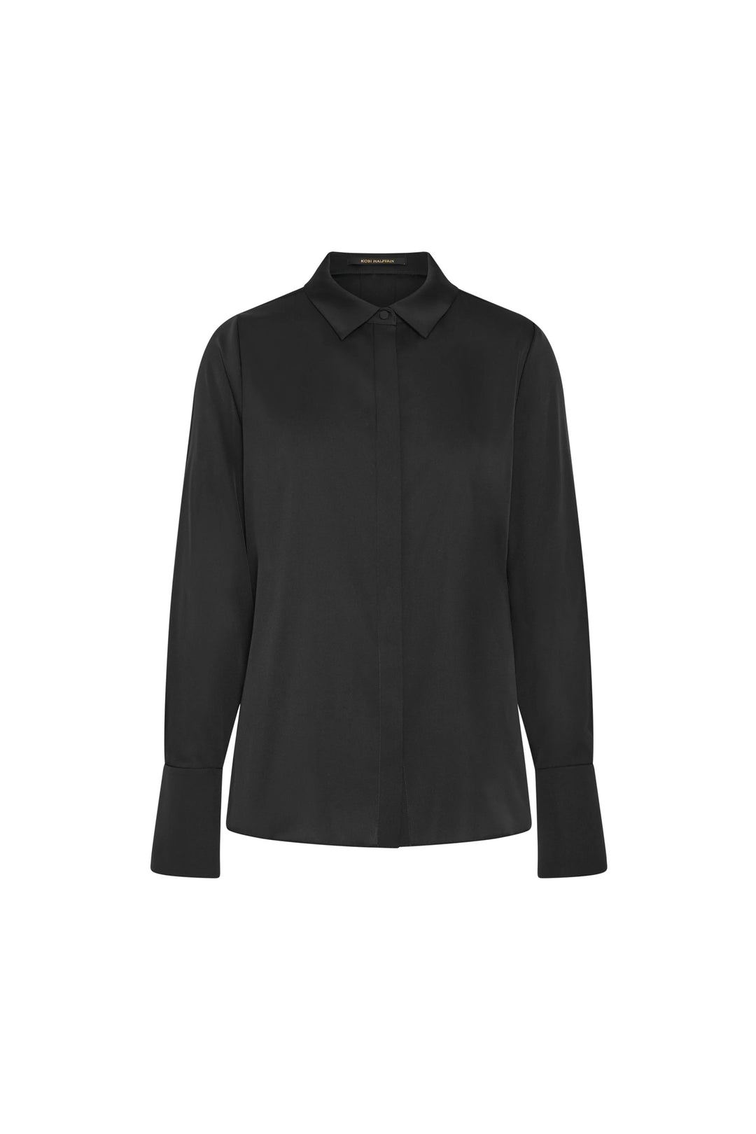 Black long-sleeve shirt on a white background