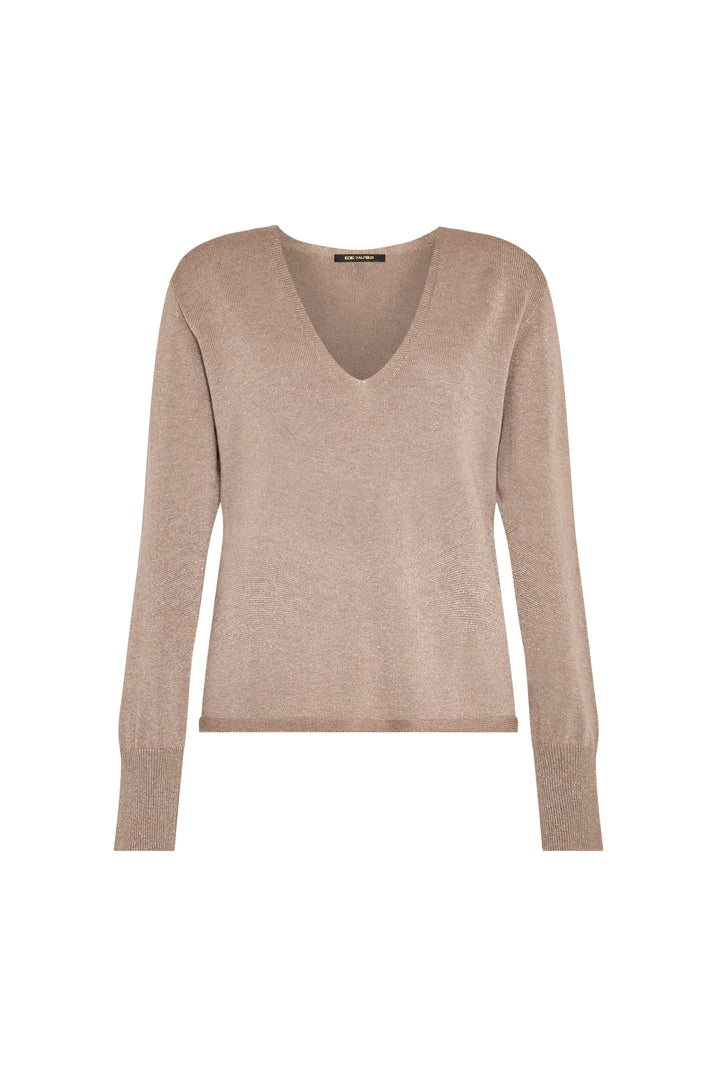 Vinny V-Neck Sweater, fine-gauge knit, ribbed cuffs and hem, classic silhouette. Front view on white.