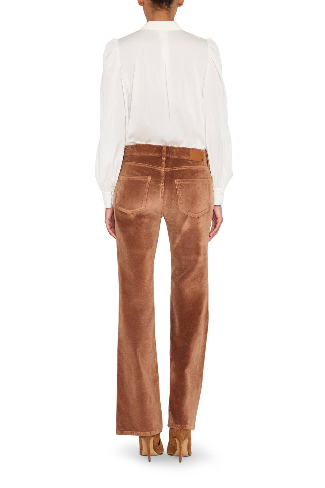 Selena Blouse in a relaxed silhouette with subtle detailing, soft fabric; back view on white.