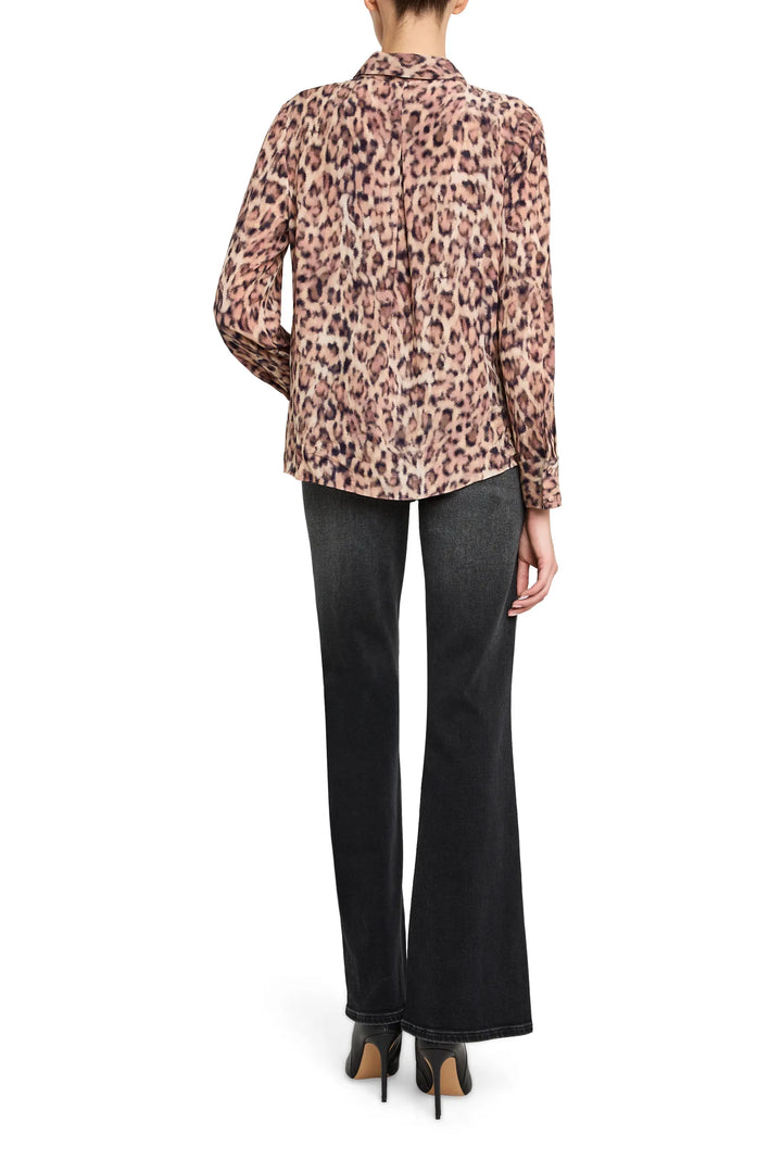Relaxed-fit Charlize Printed Blouse with long sleeves and button front. Back view on model.