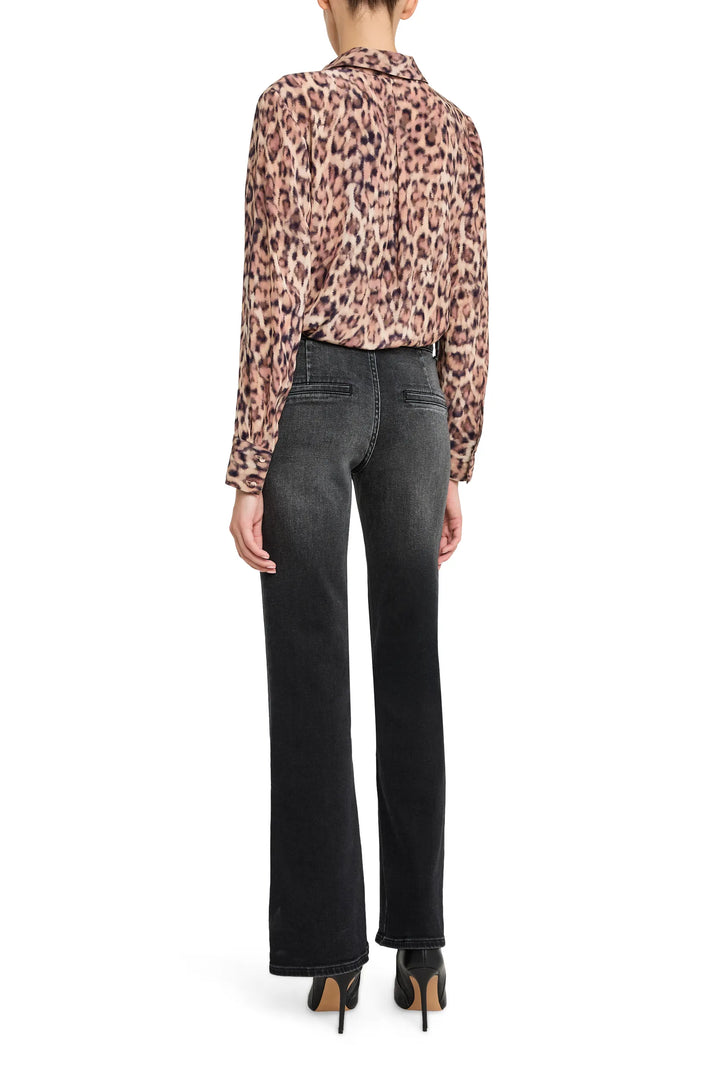 Relaxed-fit Charlize Printed Blouse with gathered yoke and billowed sleeves, back view on model.