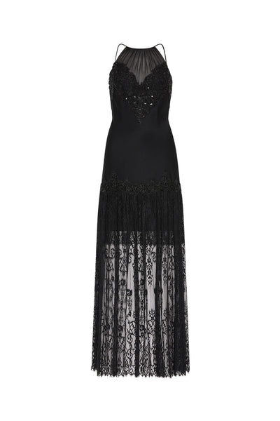 Chelsea Lace Combo Long Dress Black | Kobi Halperin
