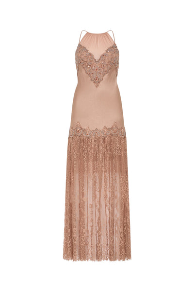 Chelsea Lace Combo Long Dress Toffee | Kobi Halperin
