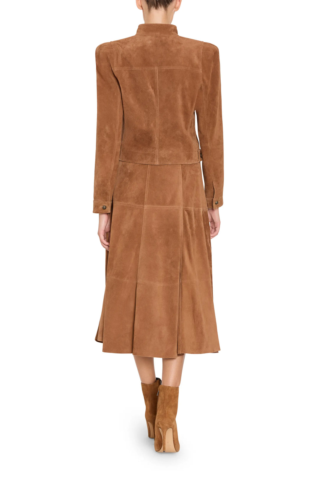 Nancy Suede Jacket with structured silhouette, clean lines, tailored fit; back view on model.