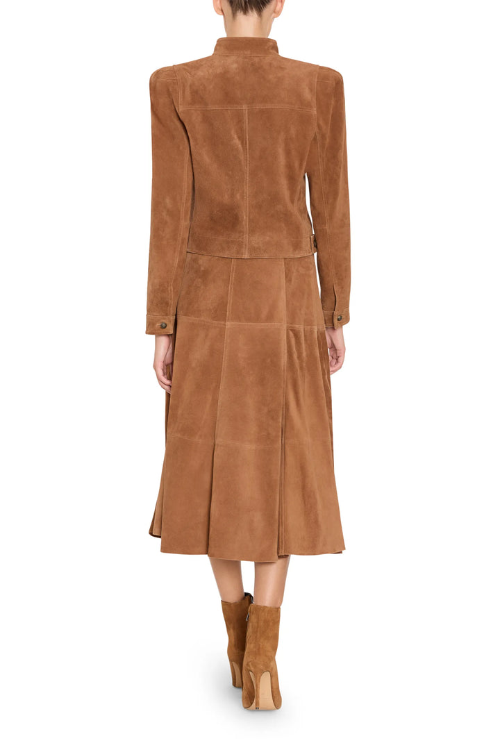 Nancy Suede Jacket with structured silhouette, clean lines, tailored fit; back view on model.
