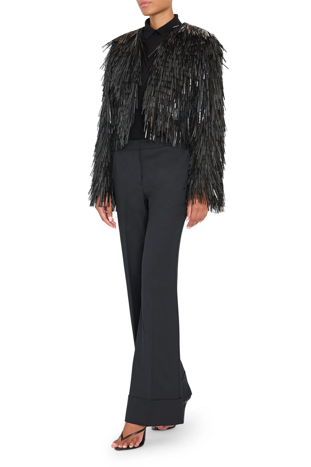 Izzy Embellished Jacket with structured silhouette, intricate bead embellishments, tailored seams; front view on white.