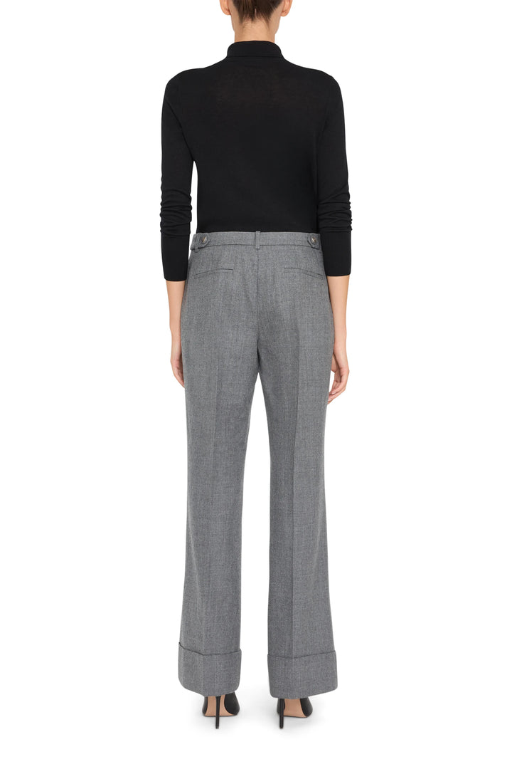 Wide-leg Shane Flannel Pant with relaxed silhouette, tailored waistband; back view on model.