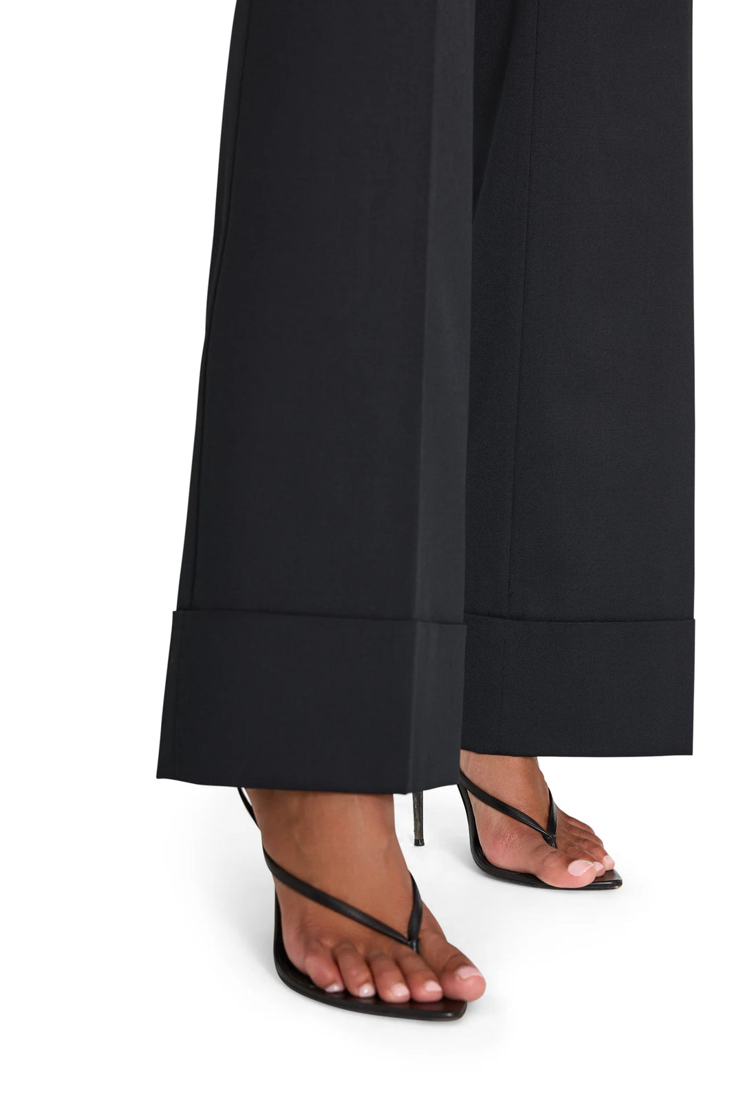 Kenny Twill Pant wide-leg tailored tropical wool trousers with cuffed hems, front view on white.