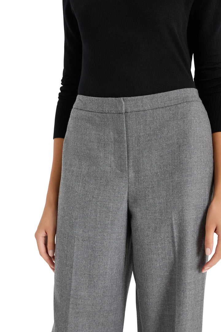 Wide-leg Beck Pull On Flannel Pant in gray, elastic waistband and relaxed silhouette, front view on model.