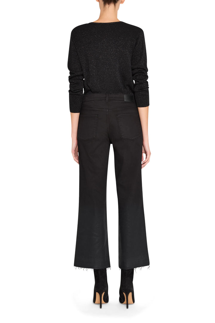 Cropped coated jean with straight leg, defined waistband, clean finish, and classic pockets; back view on model.