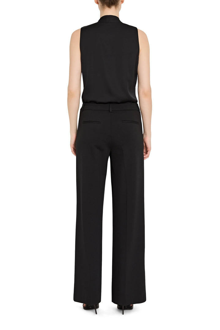 Wide-leg Reese Double Knit Pant in soft knit fabric, tailored waist and flowy leg, back view on model.