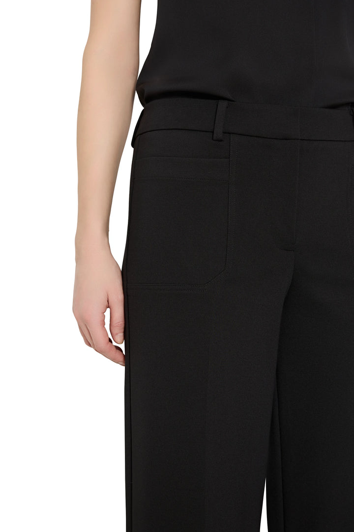 Straight-leg, double knit pant with tailored waistband and clean finish, front view on model.