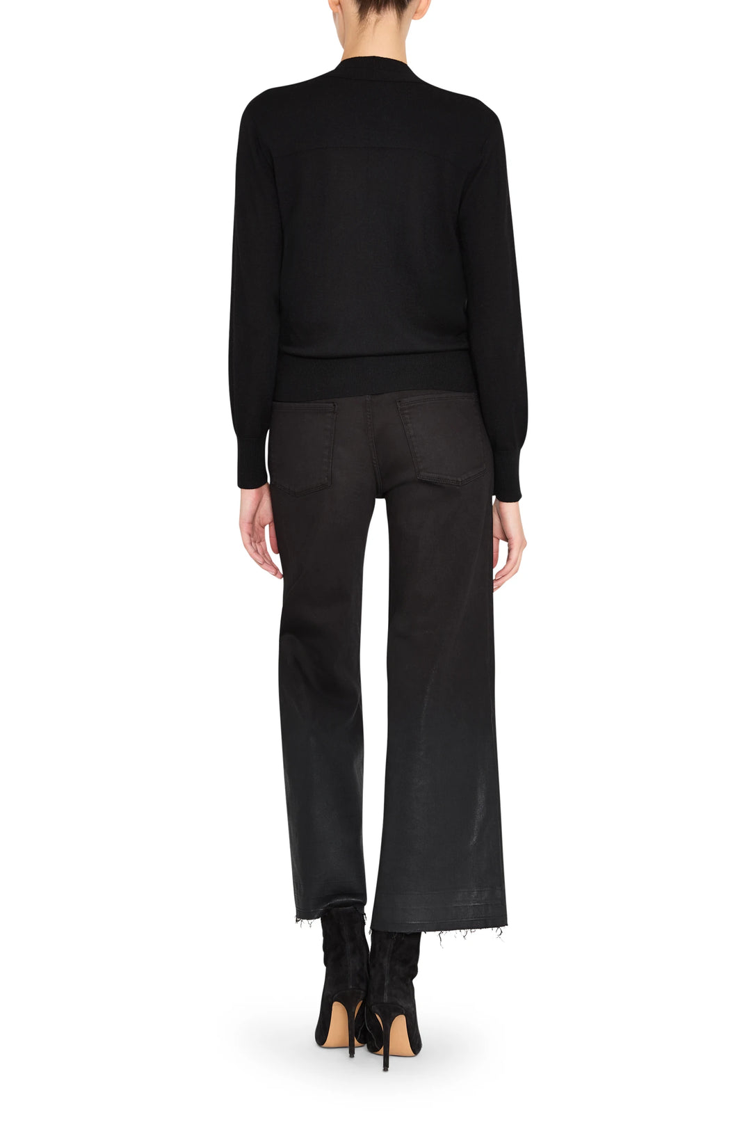 Relaxed, wide-leg silhouette, mid-rise fit, classic 5-pocket construction. Back view on model.