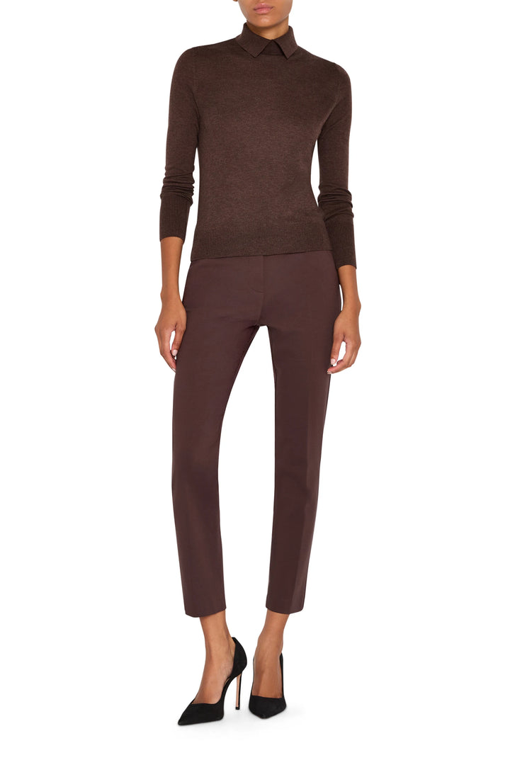 Fine-gauge knit Karli Sweater with classic silhouette and soft hand, shown front view on white.