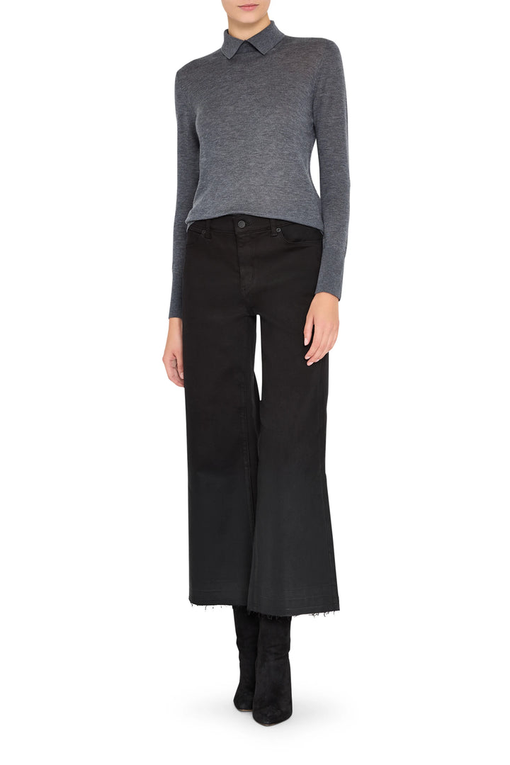 Relaxed-fit Karli Sweater with ribbed trim and crew neckline, soft knit fabric; front view on model.