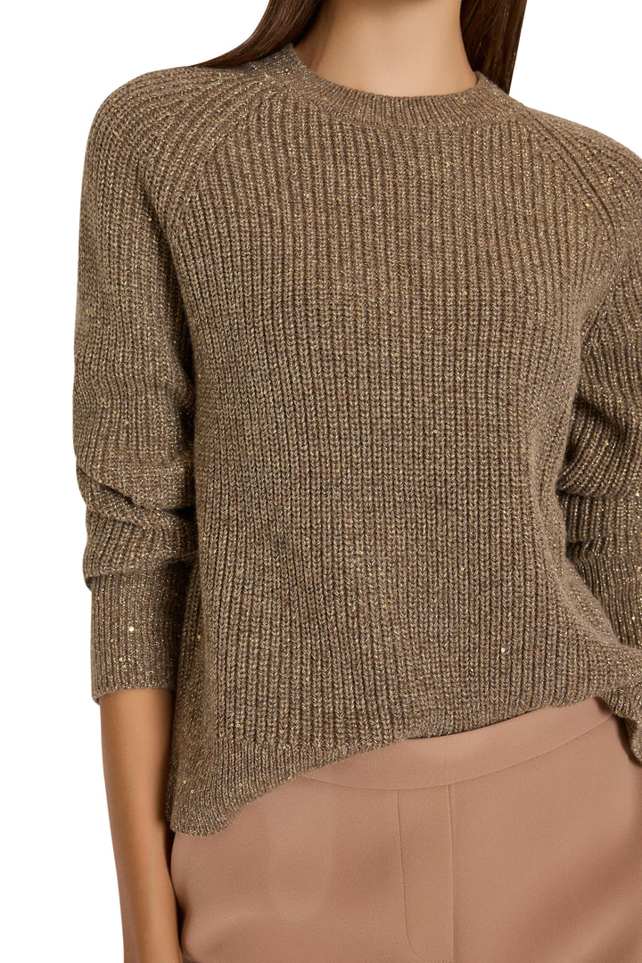 Kimberly Pull Over Sweater features modern knit silhouette with rib detail, constructed in soft fabric; front view on model.
