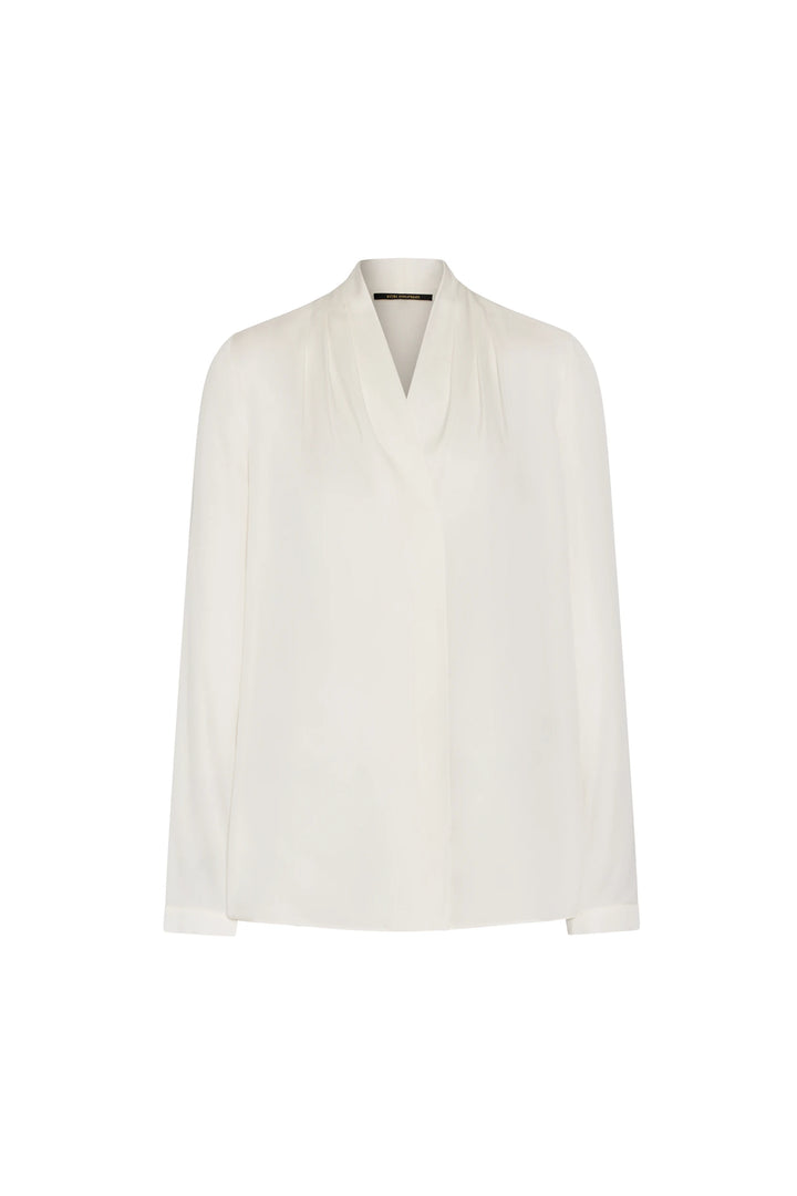 White blouse with a V-neck on a white background
