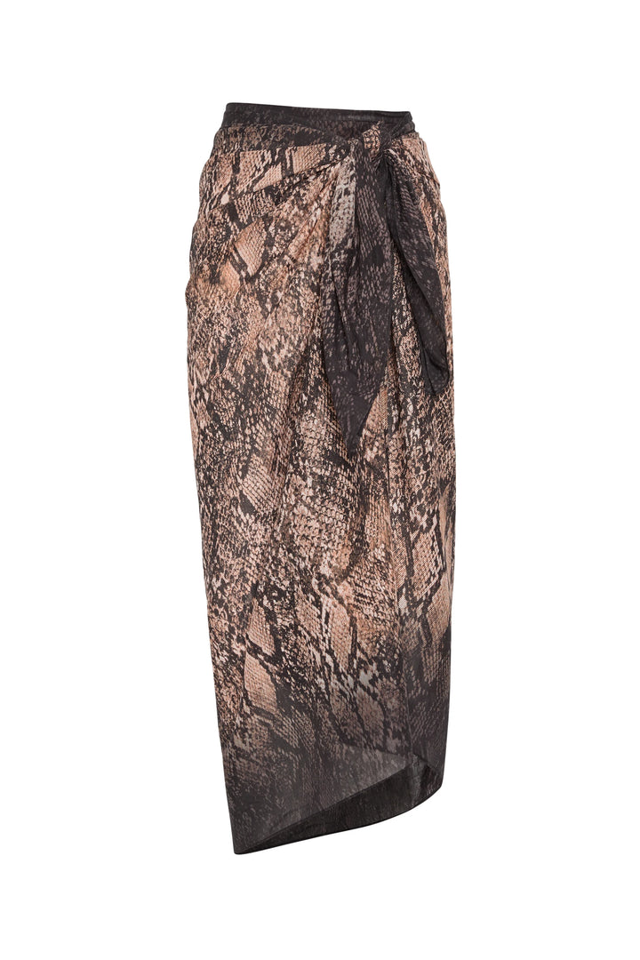 Snake print skirt on a white background