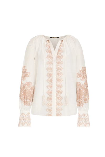 Hope Long Sleeve Embroidered Blouse Ivory | Kobi Halperin