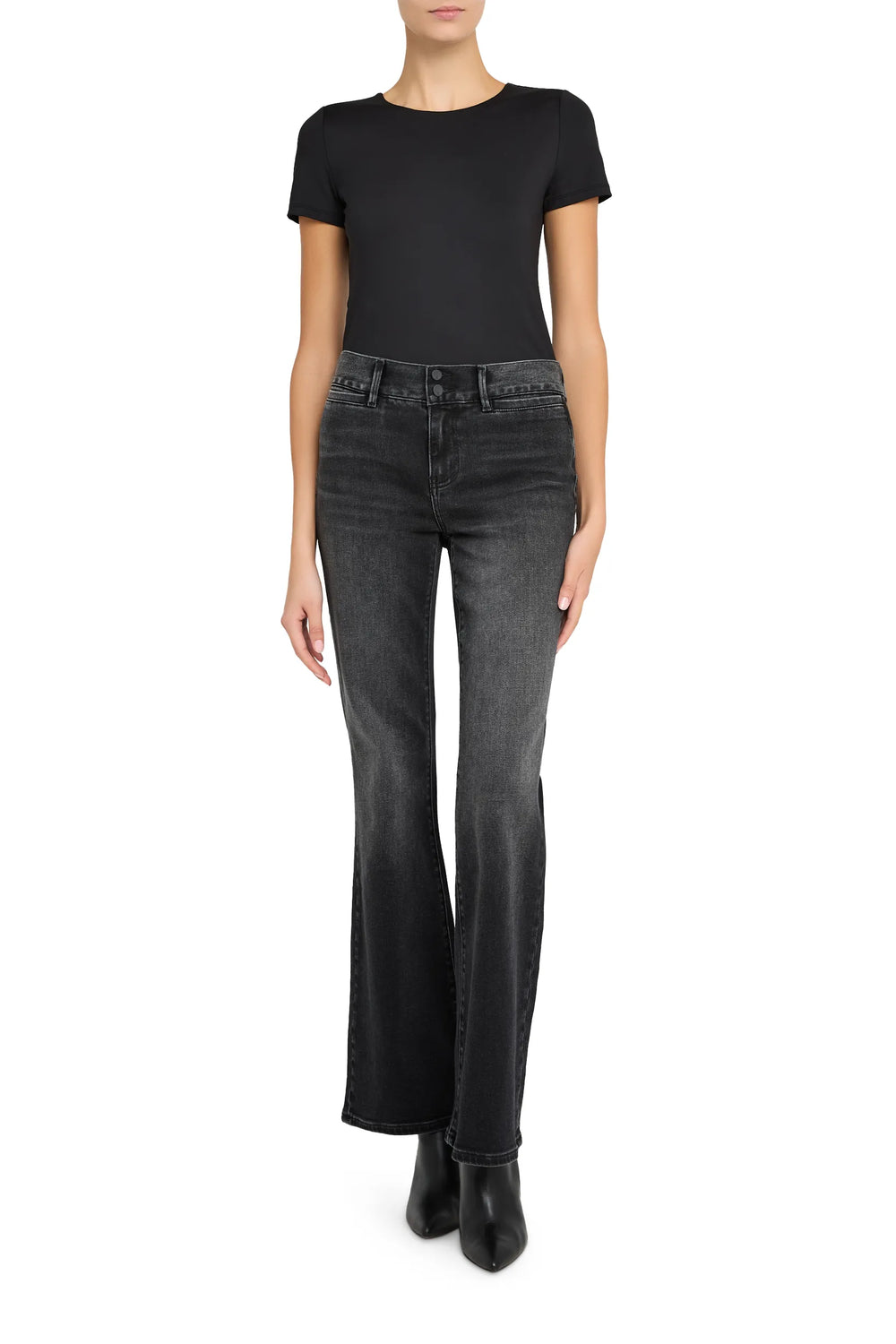 Relaxed-fit knit with ribbed hem, cuff, and neckline in soft yarn; crew neck and long sleeves. Front view on white.