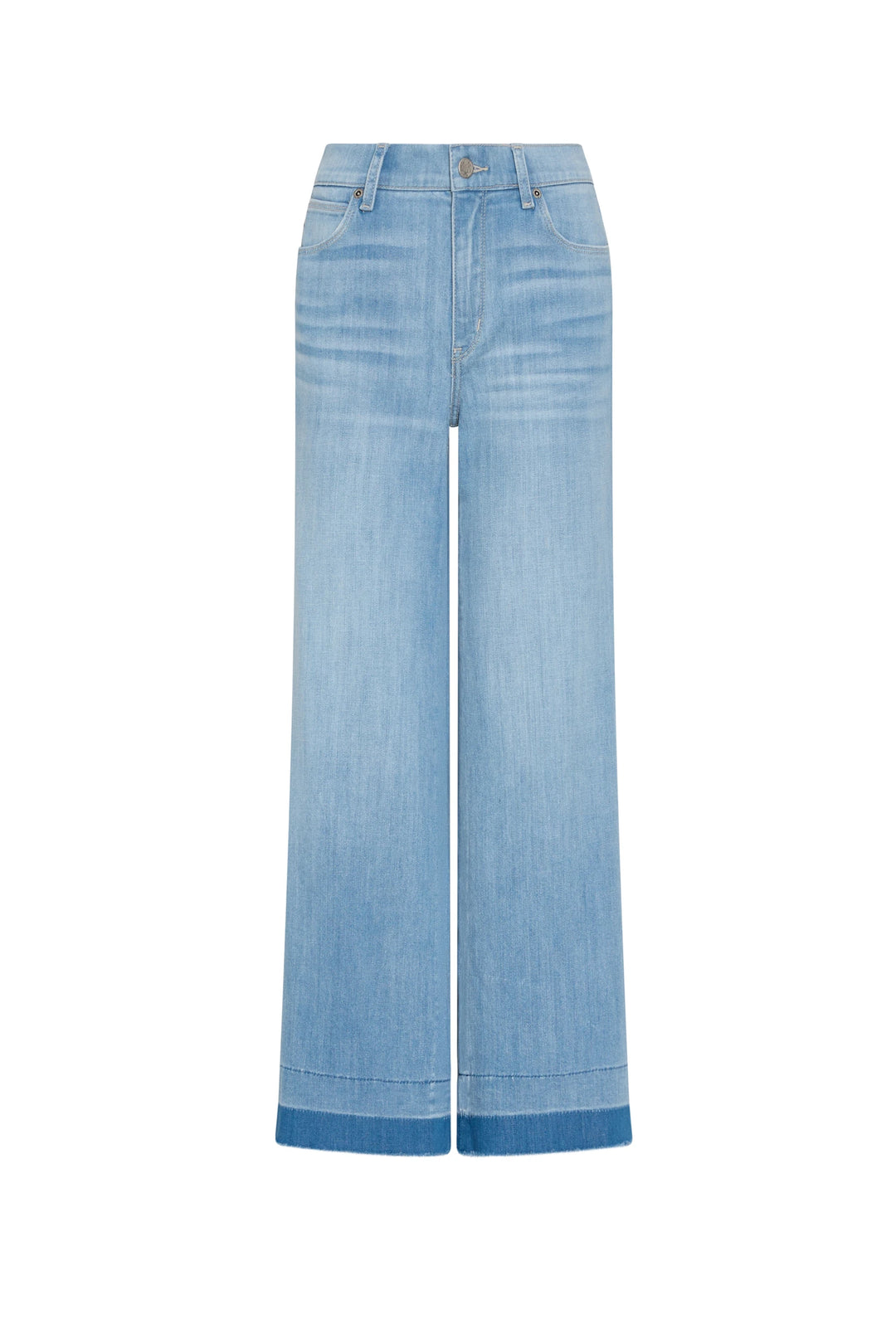 Light blue wide-leg jeans on a white background