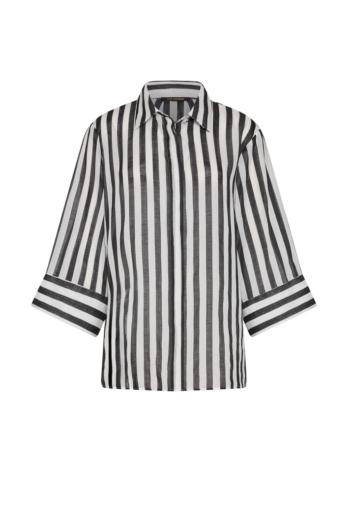 Black and white striped shirt on a white background