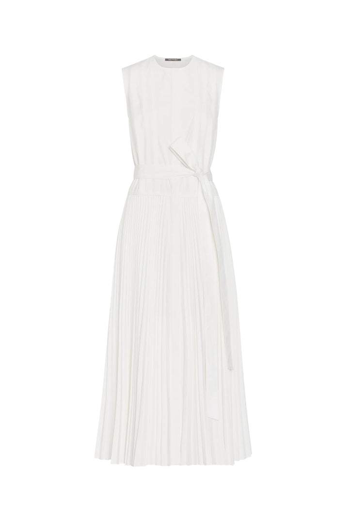 White sleeveless dress on a white background