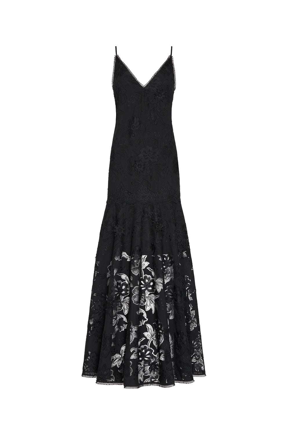 Black floral dress on a white background