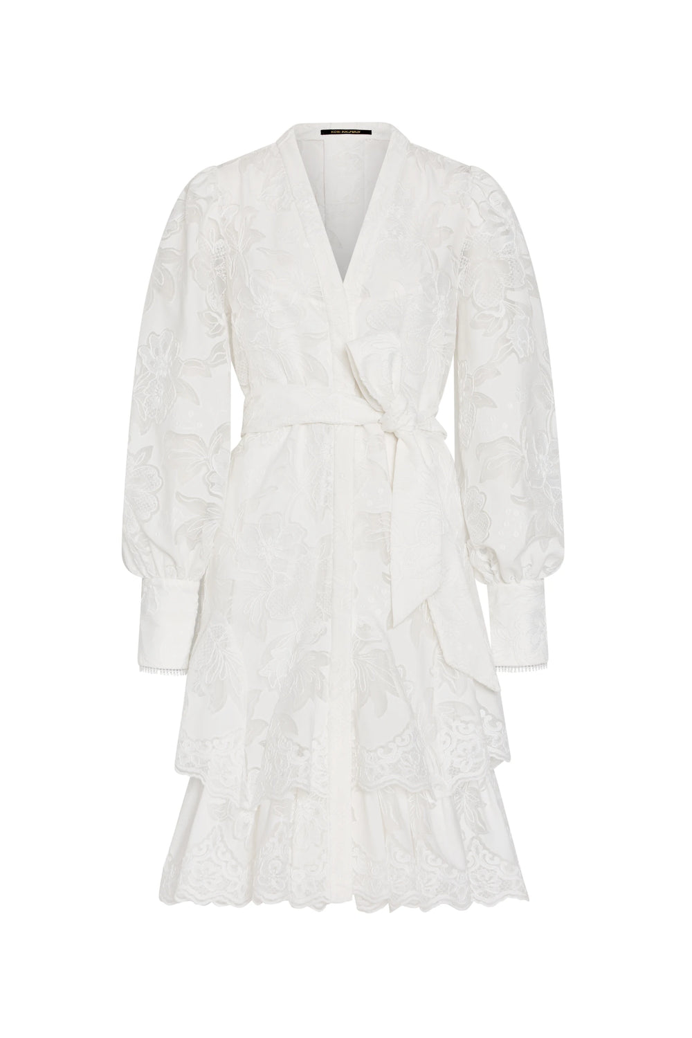 White lace dress on a white background
