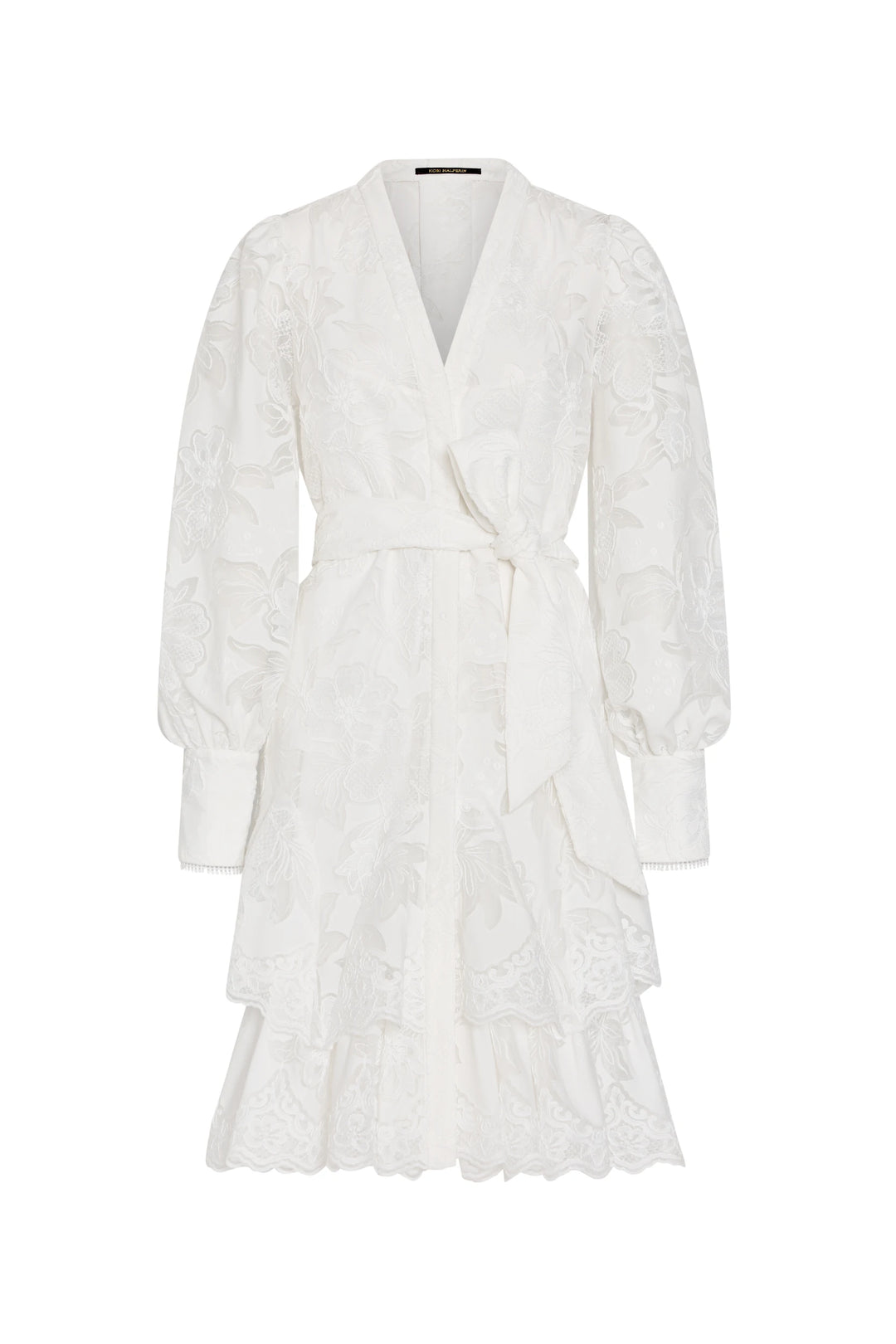 White lace dress on a white background