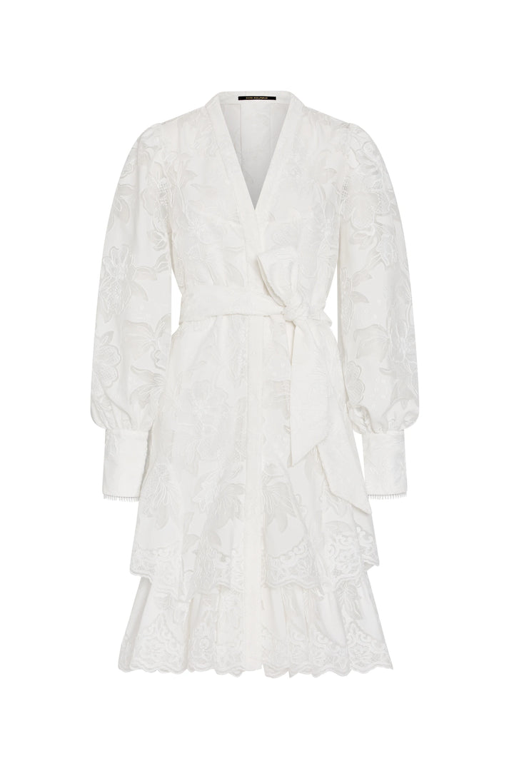 White lace dress on a white background