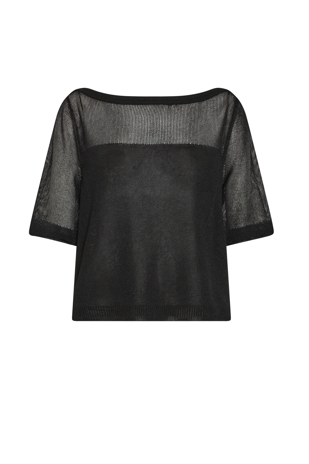 Black sheer top on a white background