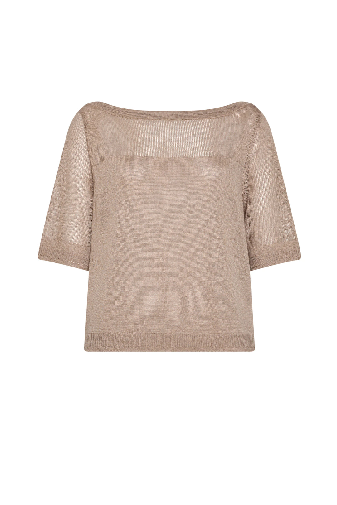 Beige knit top on a white background