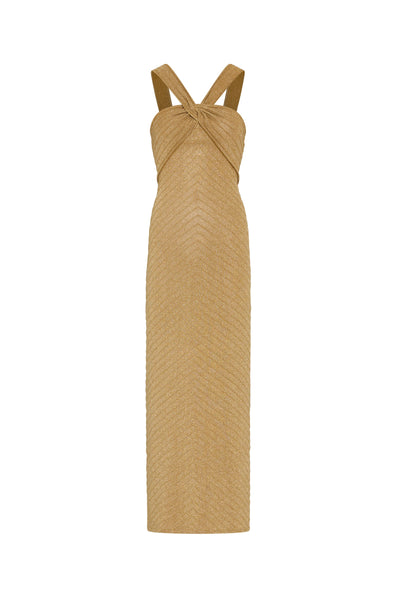 Talia Halter Dress Gold