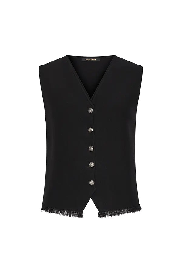 Black vest with buttons on a white background