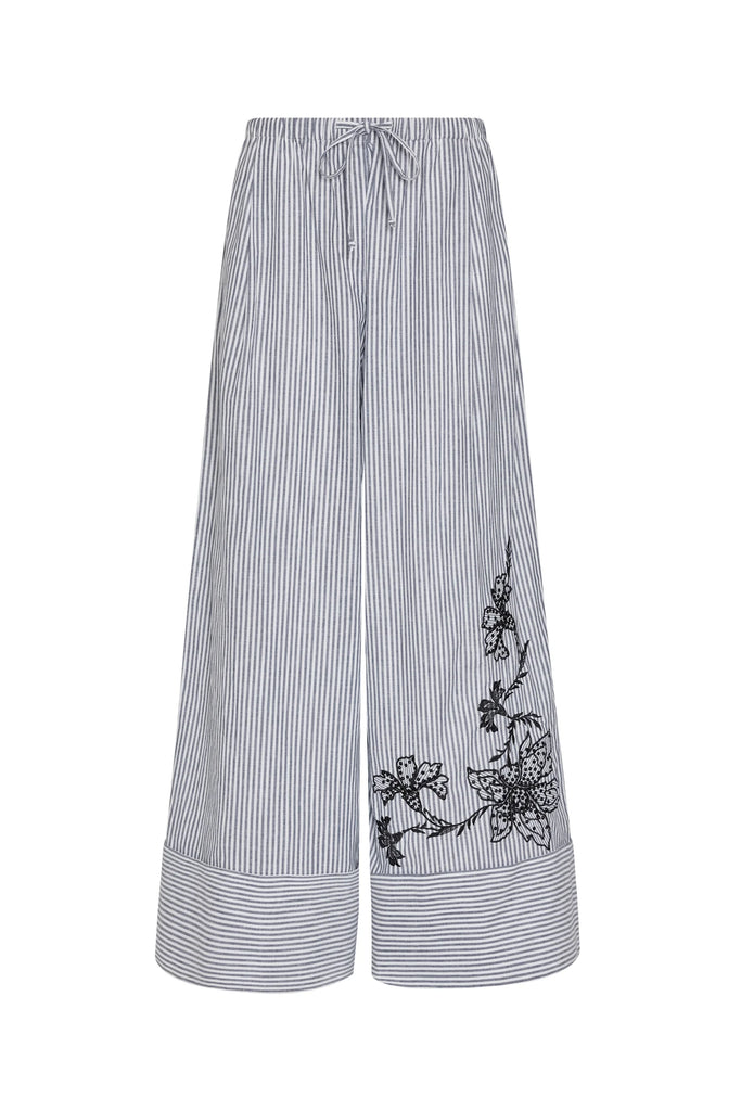 Callie Wide Leg Drawstring Pant Black/White | Kobi Halperin