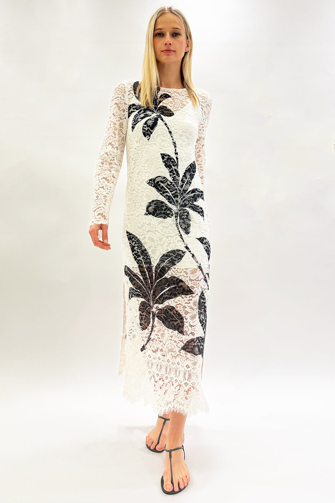 Solenne Printed Lace Maxi Dress