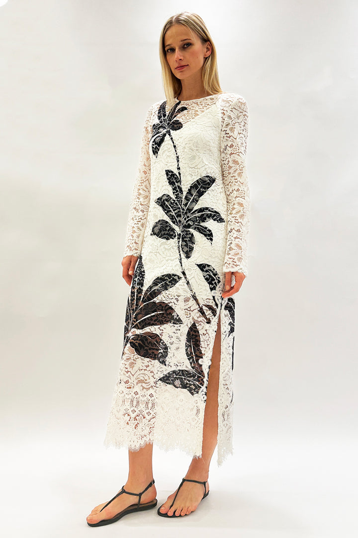 Solenne Printed Lace Maxi Dress