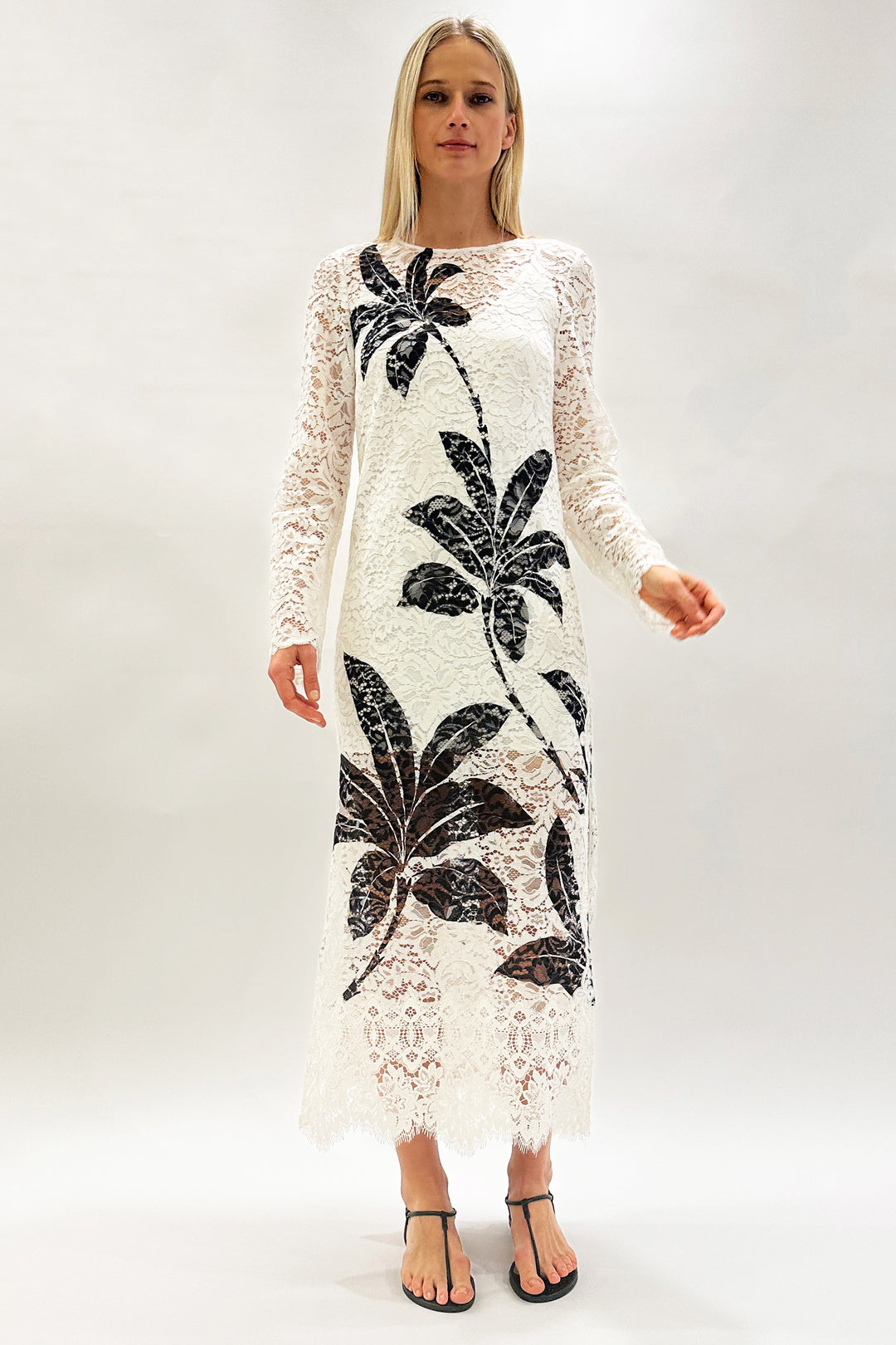 Solenne Printed Lace Maxi Dress