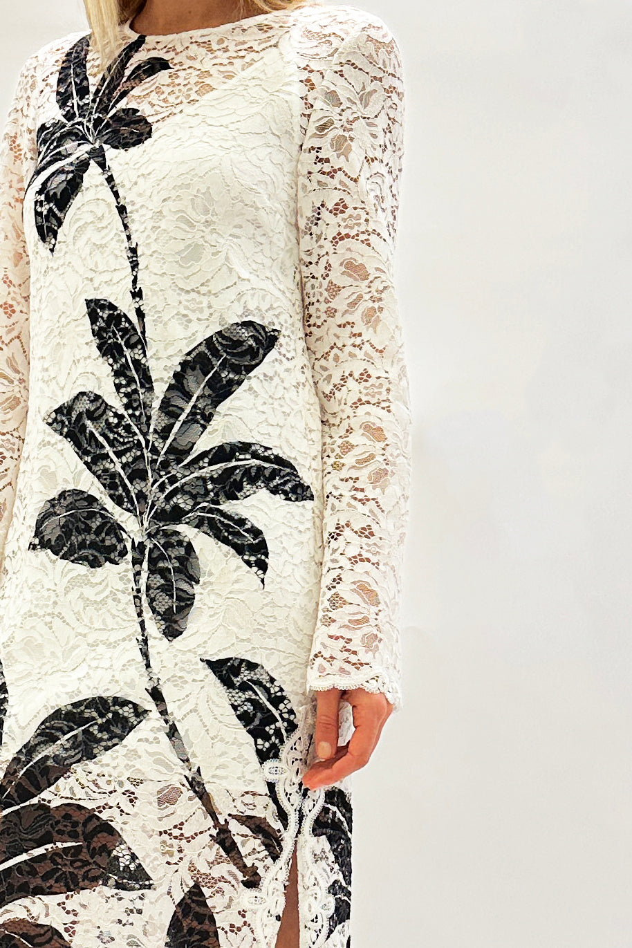 Solenne Printed Lace Maxi Dress