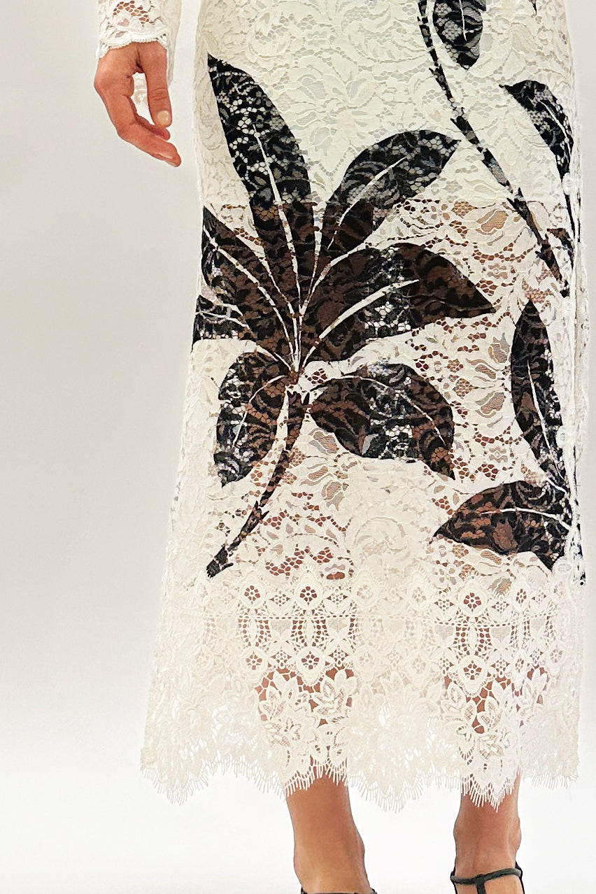 Solenne Printed Lace Maxi Dress